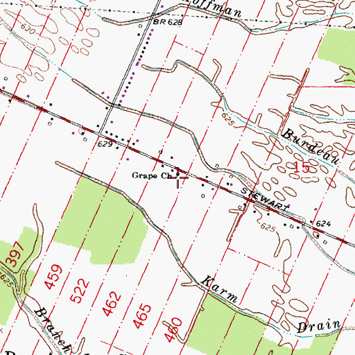 Topographic Map of Grape Church, MI
