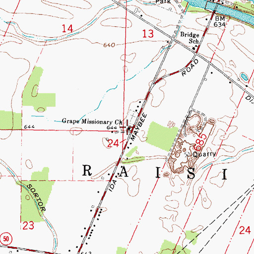 Topographic Map of Grape Missionary Church, MI