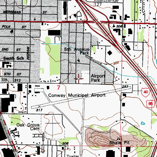 Topographic Map of Airport Park, AR
