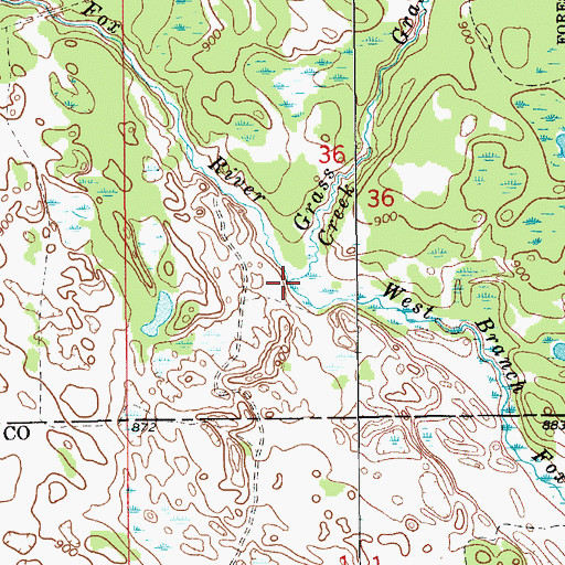 Topographic Map of Grass Creek, MI