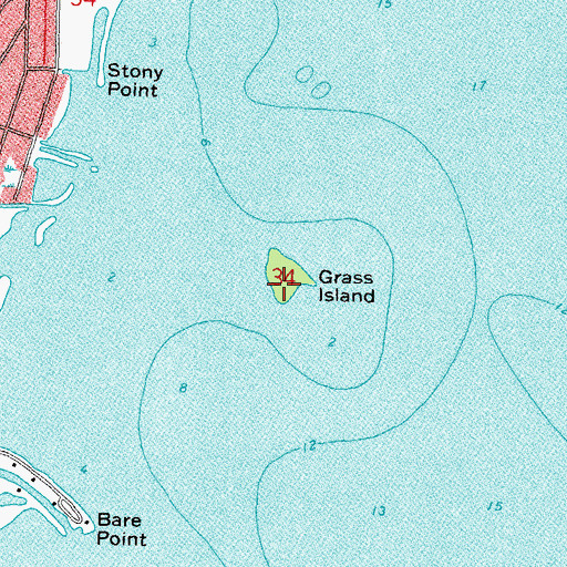 Topographic Map of Grass Island, MI