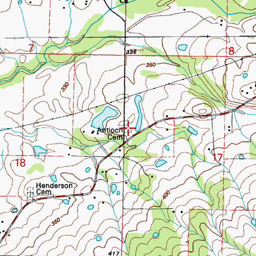 Topographic Map of Antioch Cemetery, AR