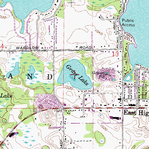 Topographic Map of Grass Lake, MI