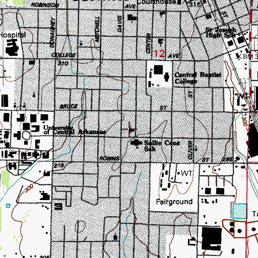 Topographic Map of Antioch Missionary Baptist Church, AR