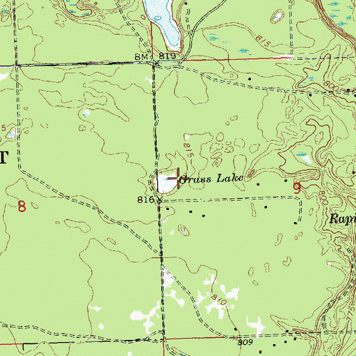 Topographic Map of Grass Lake, MI