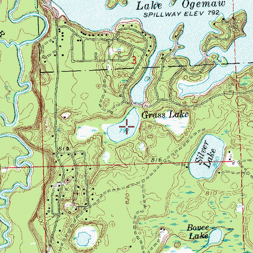 Topographic Map of Grass Lake, MI