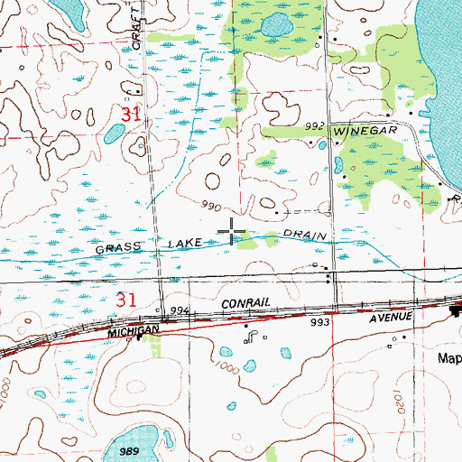 Topographic Map of Grass Lake Drain, MI