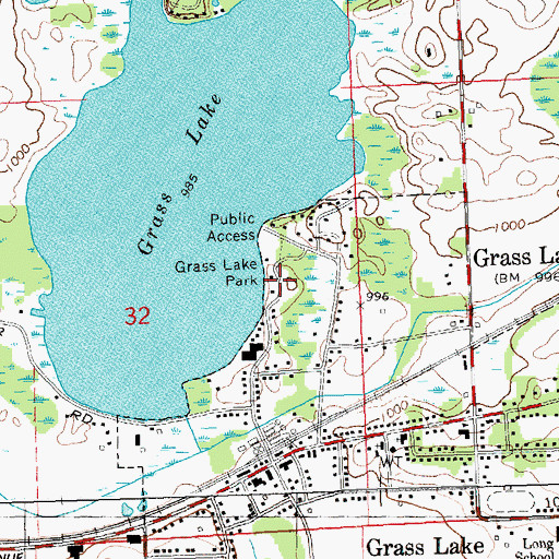 Topographic Map of Grass Lake Park, MI