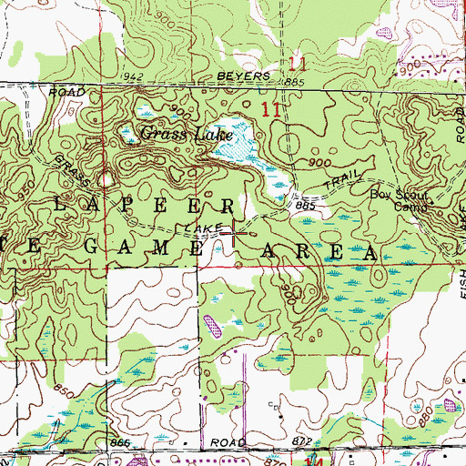 Topographic Map of Grass Lake Trail, MI