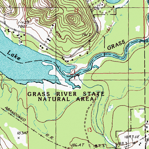 Topographic Map of Grass River, MI