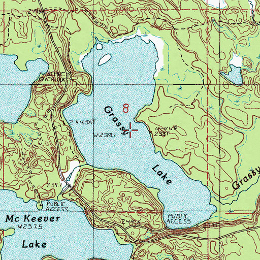 Topographic Map of Grassy Lake, MI