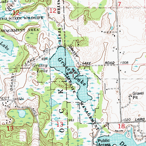 Topographic Map of Grassy Lake, MI