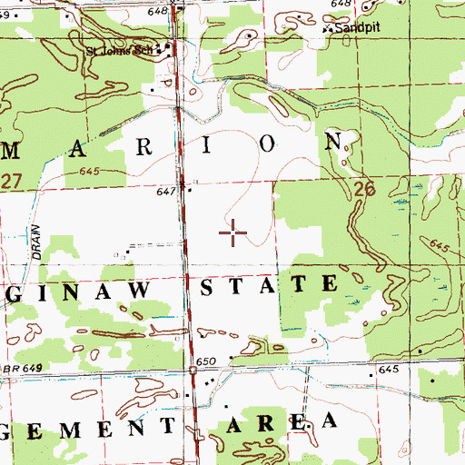 Topographic Map of Gratiot - Saginaw State Game Management Area, MI