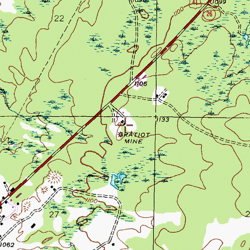 Topographic Map of Gratiot Mine, MI