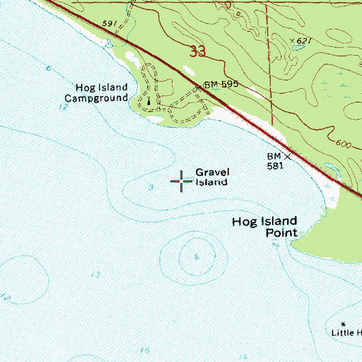 Topographic Map of Gravel Island, MI