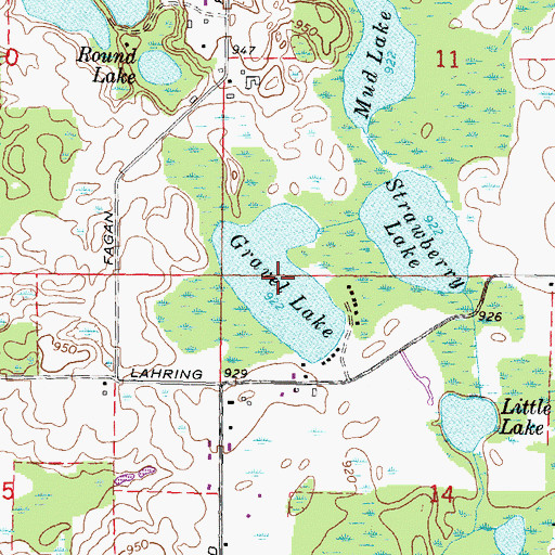 Topographic Map of Lake Lahring, MI