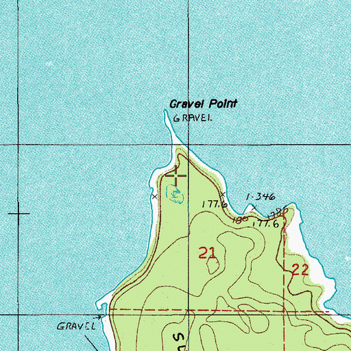 Topographic Map of Gravel Point, MI