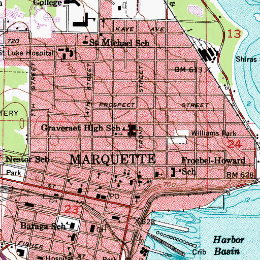 Topographic Map of Graveraet Elementary School, MI