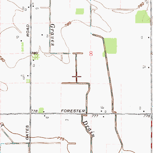 Topographic Map of Graves Drain, MI