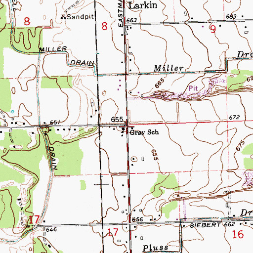 Topographic Map of Gray School, MI