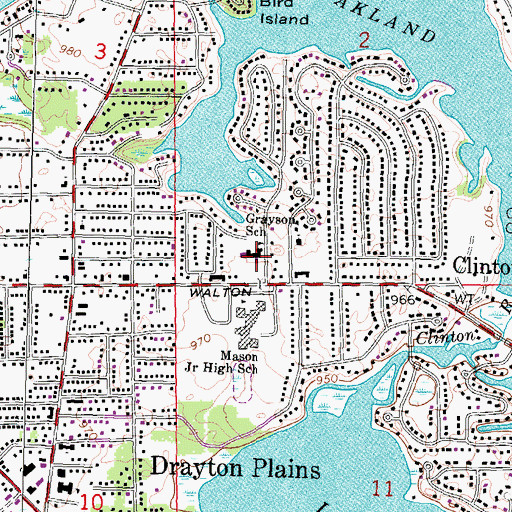 Topographic Map of Grayson School, MI