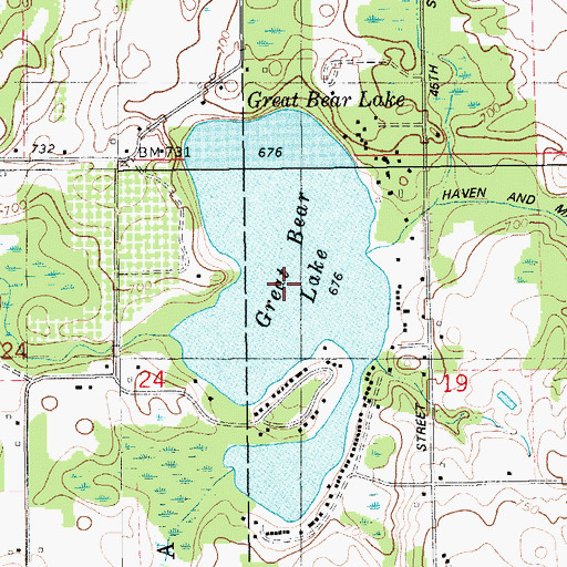 Topographic Map of Great Bear Lake, MI