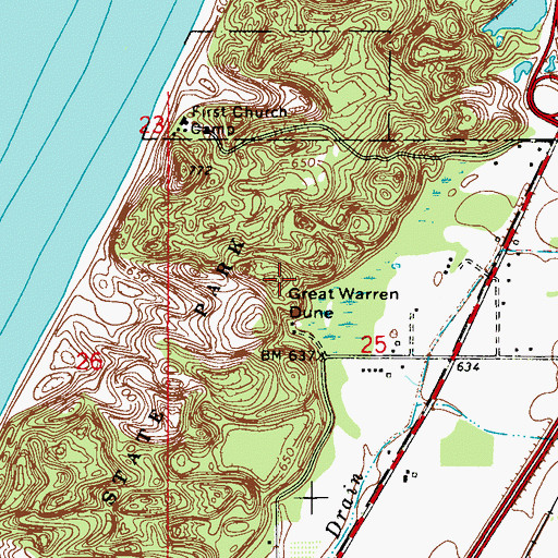 Topographic Map of Great Warren Dune, MI