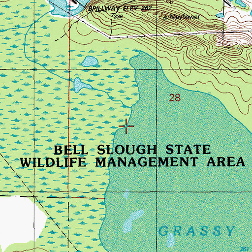 Topographic Map of Bell Slough State Wildlife Management Area, AR