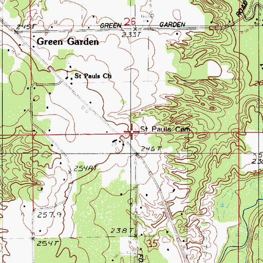 Topographic Map of Green Garden / Saint Paul's Lutheran Cemetery, MI