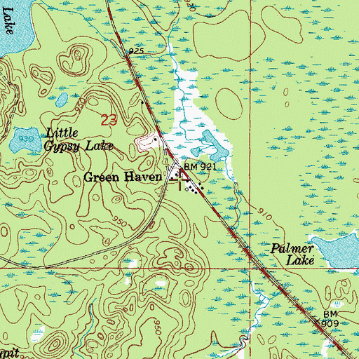 Topographic Map of Green Haven, MI