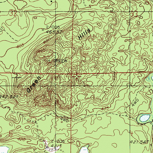 Topographic Map of Green Hills, MI