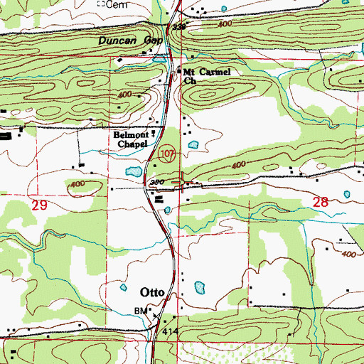 Topographic Map of Belmont School (historical), AR