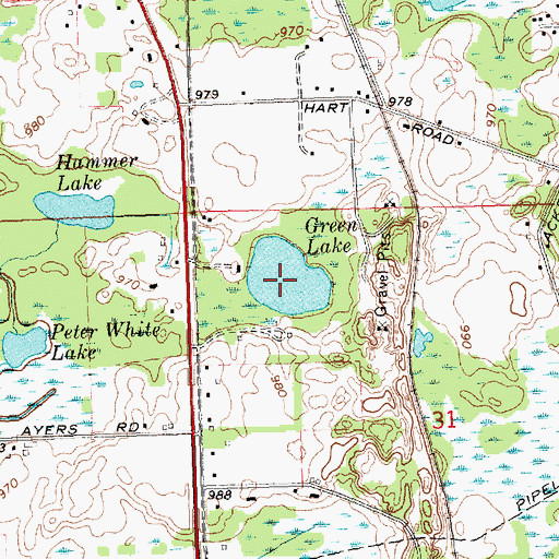 Topographic Map of Green Lake, MI