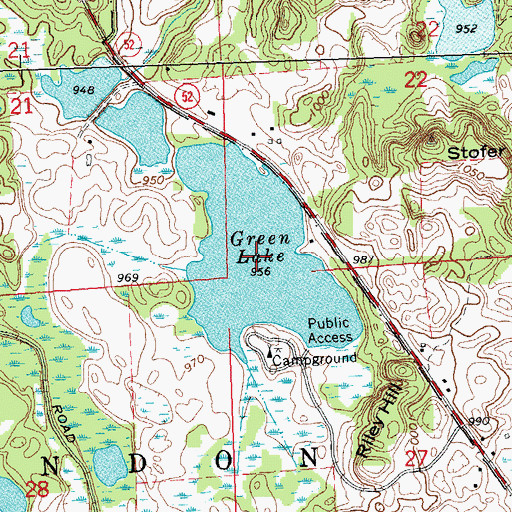 Topographic Map of Green Lake, MI
