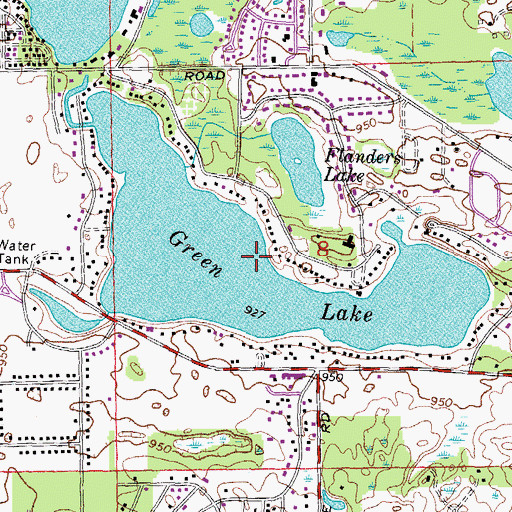 Topographic Map of Green Lake, MI