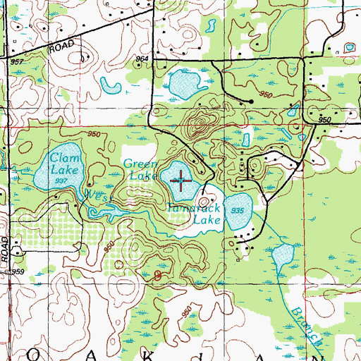 Topographic Map of Green Lake, MI