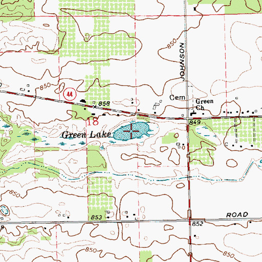 Topographic Map of Green Lake, MI