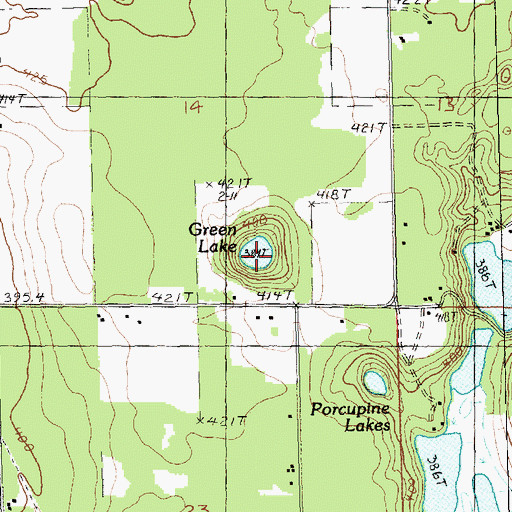 Topographic Map of Green Lake, MI