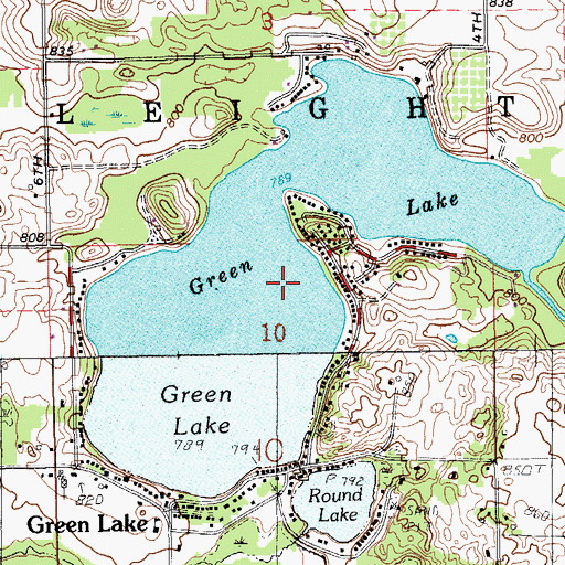 Topographic Map of Green Lake, MI