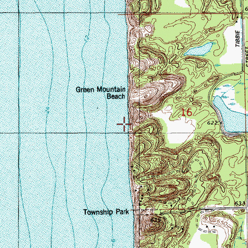 Topographic Map of Green Mountain Beach, MI