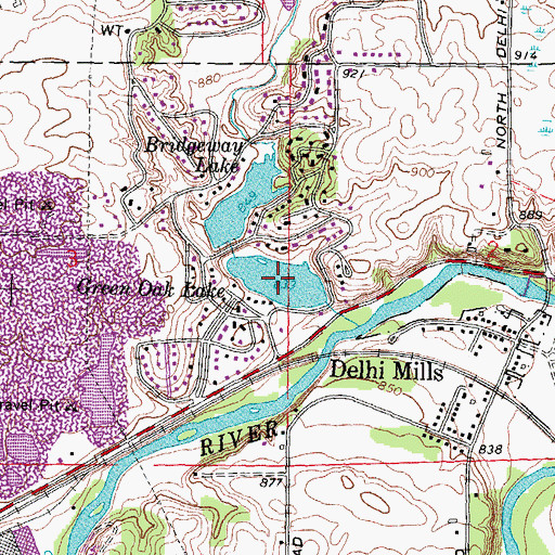 Topographic Map of Green Oak Lake, MI