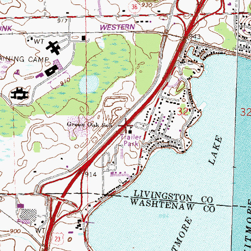 Topographic Map of Green Oak School, MI