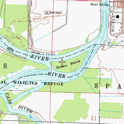 Topographic Map of Green Point, MI