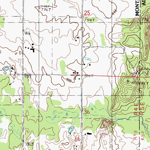 Topographic Map of Green School, MI