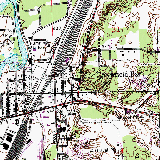 Topographic Map of Greenfield Park, MI