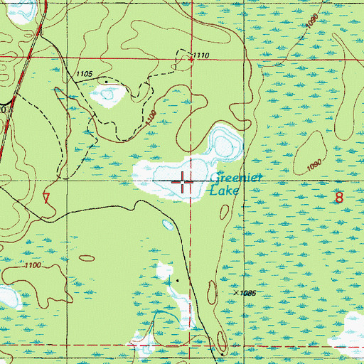 Topographic Map of Greenier Lake, MI