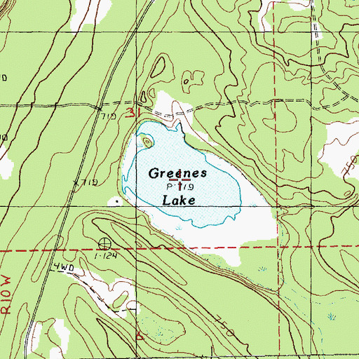 Topographic Map of Greenes Lake, MI