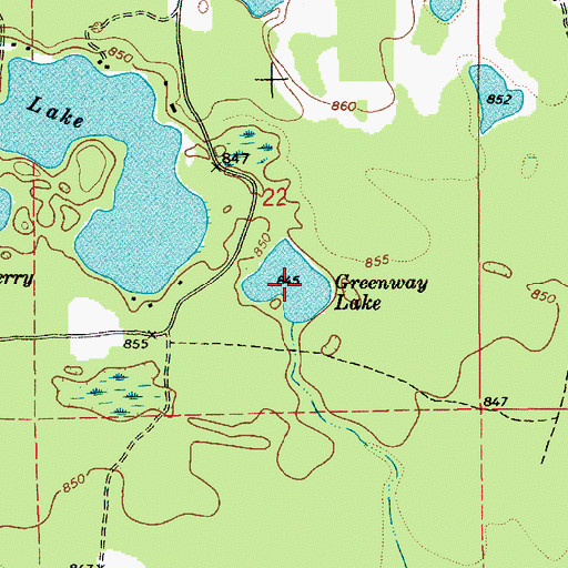 Topographic Map of Greenway Lake, MI