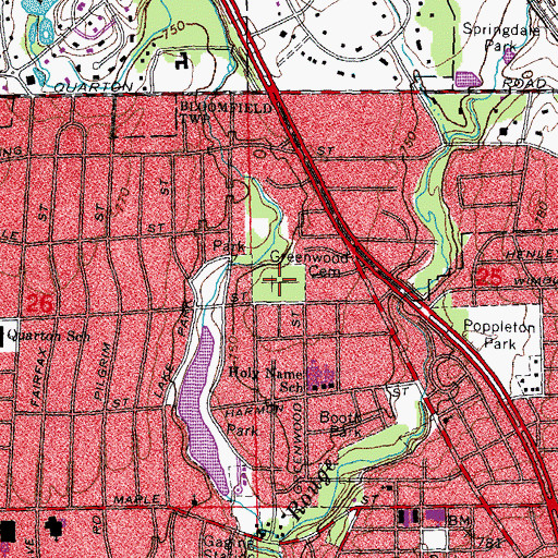 Topographic Map of Greenwood Cemetery, MI