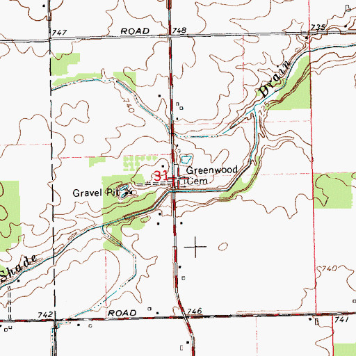 Topographic Map of Greenwood Cemetery, MI